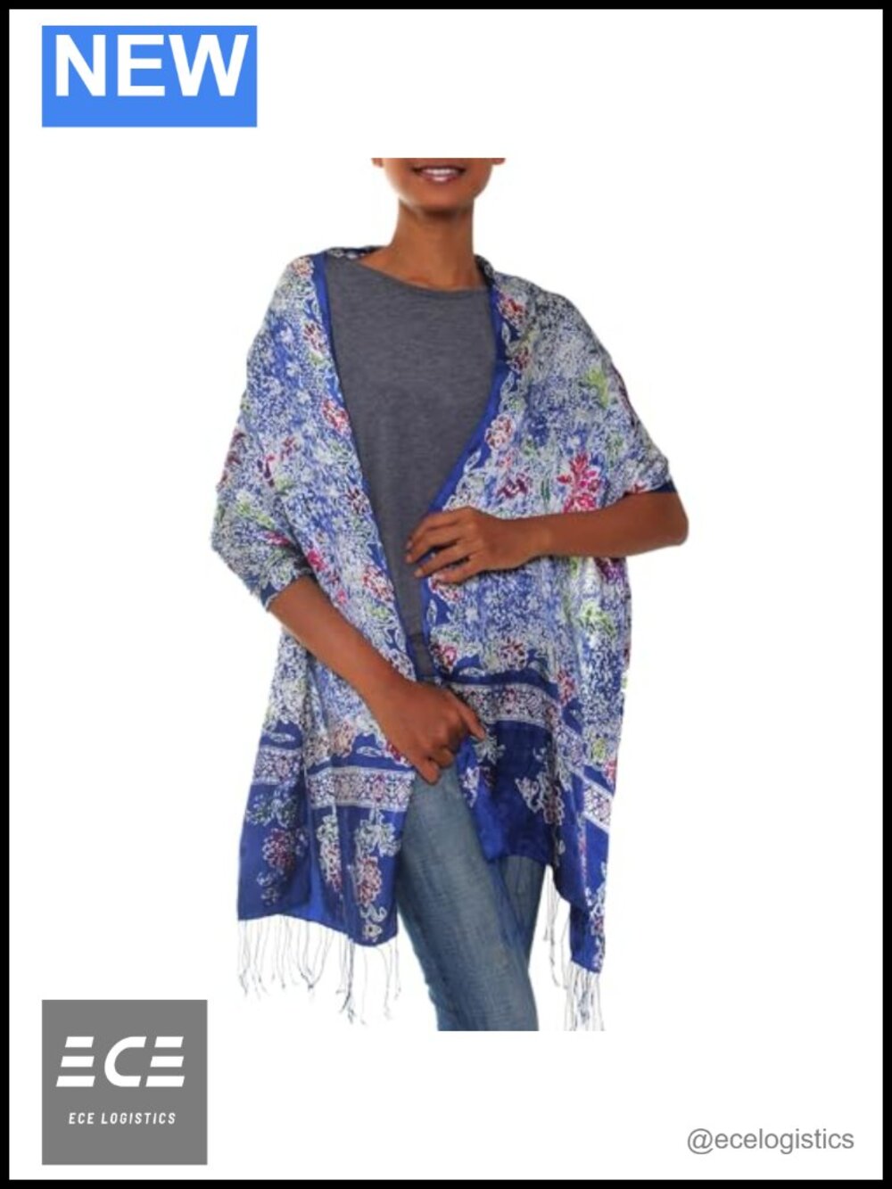Handmade Silk Batik Shawl Wrap Pashmina 71x21.5 Artisan